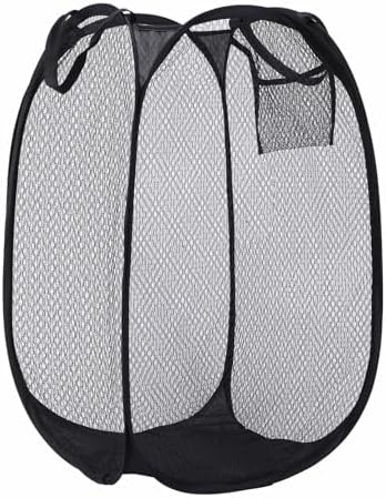 ULYSIA Collapsible Laundry Basket,Dirty Clothes Mesh Pop Up Hamper, Small Foldable Laundry Basket for Bathroom, Dorm, Travel Storage,Cruise Essentials Black by ULYSIA