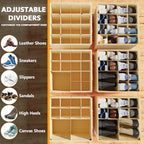 SpaceAid Shoe Organizer for Closet, 2 Pack Foldable Shoe Storage Containers Baskets Boxes Bins w/Adjustable Dividers, Fits 16-32 Pairs, Beige - Image 3