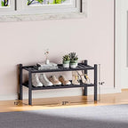 ROMGUAR CRAFT 2 Tier (Thick) Bamboo Shoe Rack for Closet Free Standing Wood Shoe Shelf for Entryway Small Space Stackable 27"x12"x14" (Black) - Image 3