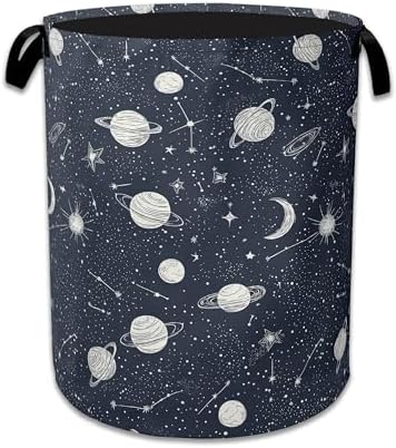 Star Moon Laundry Basket Collapsible Laundry Hamper with Handle, Oxford Clothes Storage Bin for Bathroom Bedroom Room Decor, Gift Basket 16" X 20.8" by NSMNSM