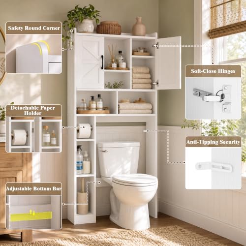 Farmhouse Over The Toilet Storage Cabinet with Barn Door, Reversible Side - Image 6
