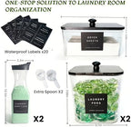 3+2 Pack Laundry Pods Containers & Dryer Sheet Holder & Laundry Detergent Dispenser, Laundry Room Organization and Storage Jars with Lids, Labels and Scoops for Scent Booster, Powder, Pods - Image 2