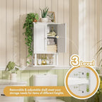 AmazerBath Bathroom Wall Cabinets, Bamboo Over The Toilet Storage Cabinet with Adjustable Shelves, Wall Mounted Medicine Cabinets with 2 Doors for Small Spaces, White, 9.0 x 15.7 x 23.8 Inches - Image 4