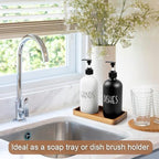 ALELION 8" Acacia Wood Bathroom Vanity Tray for Counter - Dresser Top Tray for Perfume Jewelry Candle Key Catchall - Small Kitchen Countertop Organizer for Soap Dispenser and Sponge Holder - Image 4