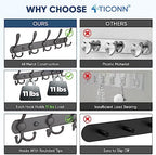 TICONN Wall Mounted Coat Rack, Five Heavy Duty Tri Hooks All Metal Construction for Jacket Coat Hat in Mudroom Entryway (Space Gray, 2-Pack) - Image 3