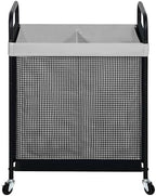 STO STO Laundry Hamper 2 Section, 100L Rolling Laundry Sorter Cart with Removable and Washable Liner Bag, Clothes Hamper with Wheels and Metal Handle for Laundry Room and Bedroom, Gray by STOSTO