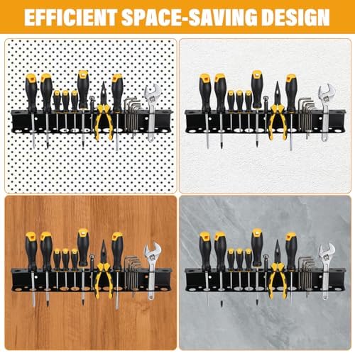 3-Pack Heavy Duty Screwdriver and Pliers Organizer Wall Mount, 16.75" Metal Tool Holder Rack with Screws & Anchors for Garage, Workshop, Toolbox - Image 4