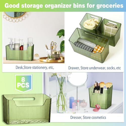 SiliFine 8 Pcs Cabinet Door Organizer Bin Wall Mount Organizer,3.94'',Green - Image 5