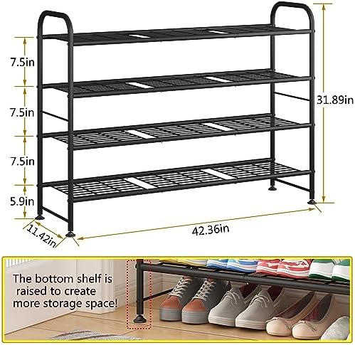 LINZINAR 4 Tier Long Shoe Rack for Closet Metal Shoe Organizer for Entryway - Image 3