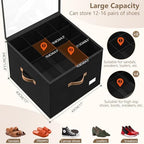 Vincona Shoe Organizer for Closet, 2 Pack Foldable Shoe Storage Bins with Clear Cover & Handles, 16-Compartment Shoe Box for Sneakers, Heels, Boots, Space-Saving Shoe Rack for Entryway, Dorm, RV - Image 2