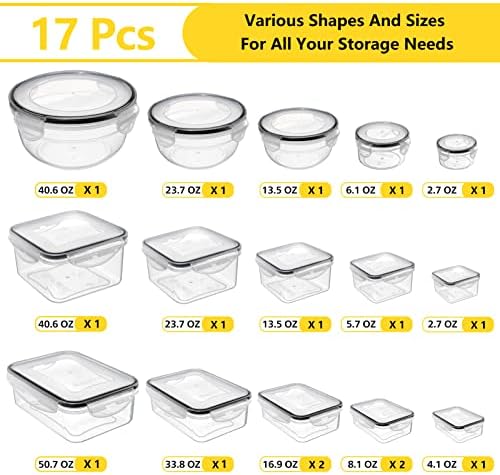 34 PCS Food Storage Containers with Lids Airtight(17 Lids &17 Containers) - Image 2