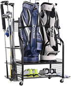 PLKOW Golf Bag Storage Garage Organizer, Extra Large Size Golf Bag Storage Stand and Golf Equipment Rack for Garage,Shed, Basement by PLKOW