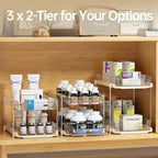 Delamu 2 Pack 3-Tier Bathroom Under Sink Organizers and Storage, Multi-Purpose Stackable Pantry Organization and Storage, Pull Out Clear Kitchen Bathroom Cabinet Organizer with Movable Dividers, Beige - Image 4
