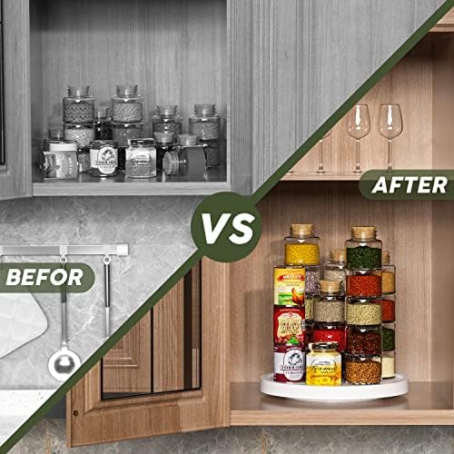Turntable Vanity Tray, 10 Inch Bamboo Kitchen Sink Countertop Organizer - Image 4