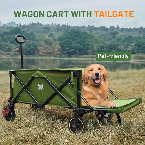 Timber Ridge 49" Extra Long Collapsible Folding Wagon with Tailgate&Brakes - Image 2