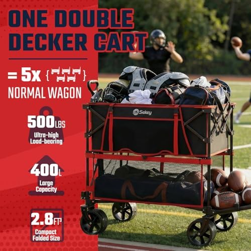 Sekey 400L Double-Decker Wagon, 500 lb Capacity, 50 in Extender - Image 2