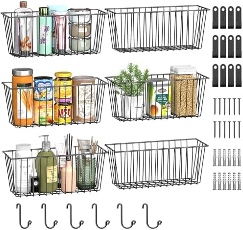 Simple Trending 6 Pack Wire Basket Wall Mount Hanging Baskets by SimpleTrending