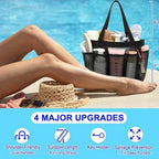 Fammart Mesh Shower Caddy Portable for College Dorm Room Essentials, Odorless Polyester Large Shower Tote Bag with Dual Handles, 8-Pocket Quick-Dry Toiletry Organizer for Travel, Beach, Camping, Gym - Image 6