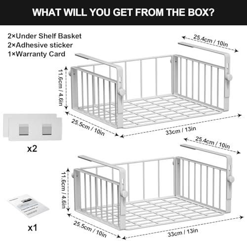 AmonHouseware 2Pack Under Shelf Storage Basket Organizer, White - Image 6