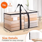 BlissTotes Moving Bags, 76L 2-Pack Storage Bags, Moving Boxes | Moving Box Heavy Duty Extra Large, Moving Totes with Zipper, Large Packing Bag with Reinforced Handles, Packaging Moving - Image 2