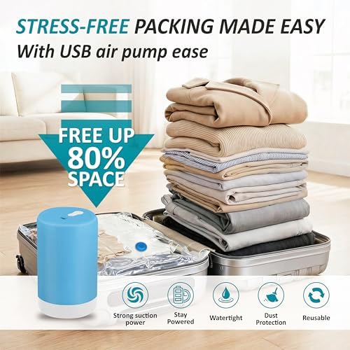 Travel Vacuum Storage Bags with Rechargeable Cordless USB Pump, 26 Combo - Image 2