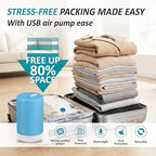 Travel Vacuum Storage Bags with Rechargeable Cordless USB Pump, 26 Combo - Image 2