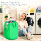 HOUSE AGAIN Upgraded Polyester Pop Up Laundry Hamper, Collapsible Laundry Baskets with Durable Handles Solid Bottom High Steel Frame and Side Pocket, Easy Open & Save space,Perfect for Storage(Green) - Image 2