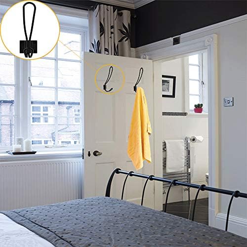Hajoyful Rustic Entryway Hooks-12 Pack Farmhouse Hooks with Metal Screws Included, Black Decorative Wall Mounted Rustic Coat Hooks Rack, Double Vintage Organizer Hanging Wire Hook Clothes Hanger - Image 6
