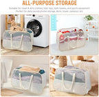 Collapsible Laundry Baskets with Easy Carry Handles, 95L Clothes Hamper for Storage, Foldable Laundry Basket Tear-proof, Large Pop Up Hampers for Laundry, Bedroom, Bathroom, Dorm Beige - Image 7