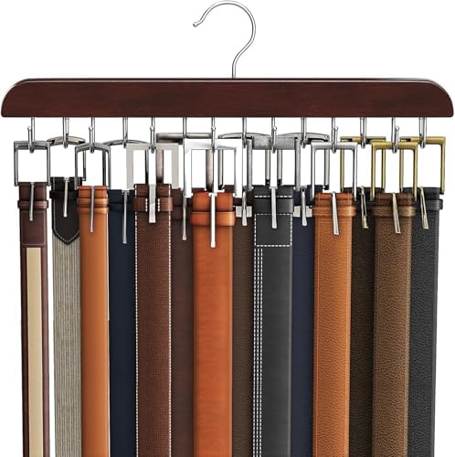 Belt Hanger for Closet with 14 Hooks, Belt Organizer Max 42 Belts Capacity by RESOVO