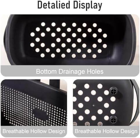 Portable Shower Caddy Basket with Handles Plastic Storage Basket Black - Image 4