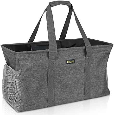 BALEINE Extra Large Utility Tote Bag with Wire Frame for Storage (Gray, 22''x12''x10'') by BALEINE