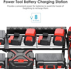 CCCEI Large Garage Tools Storage with Charging Station. Power Tool Battery Organizer Utility Shelf with Power Strip. 4 Drills Holder Wall Mount Rack. - Image 2