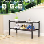 ROMGUAR CRAFT 2 Tier Bamboo Shoe Rack for Closet Free Standing Wood Shoe Shelf for Entryway Small Space Stackable 27"x11"x13" (Black) - Image 6