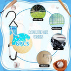 Blue Ice Cream Drip Baseball Softball Dugout Organizer Bag Fence Hook Helmet Glove Hanger with Name Tag Sports Team Gifts Gear for Boys Girls Coach Mom Must Have Travel Accessory-6pcs - Image 4