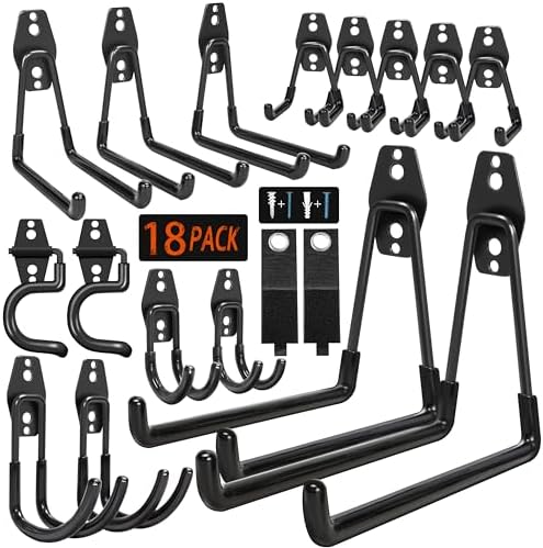 18 Pack Garage Hooks Heavy Duty - Anti-Slip Coating by Kodreat-USDirect