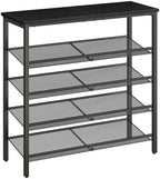 HOOBRO Shoe Rack for Entryway, 5-Tier Shoe Organizer with Adjustable Mesh Shelves, 12-16 Pairs of Shoes, Spacious Floor Mount, Metal, Industrial, Shoe Shelf for Closet, Black BB12XJ01 by HOOBRO