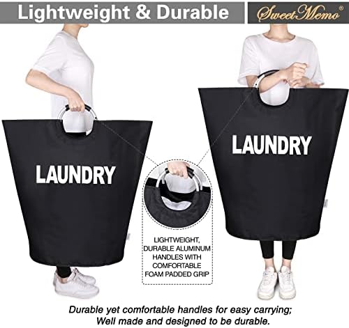 Oversized Laundry Basket, Huge Laundry Hamper Bag with Handles, 160L Black - Image 5