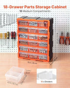 VEVOR 18-Drawer Storage Organizer, Plastic, Drawer Storage Cabinet for Garage Organization, Stackable Small Parts Organizer, Wall-Mounted Toolbox, for Hardware, Beads, Screws, Crafts, Building Bricks - Image 4