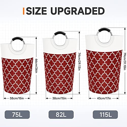 Fabspace Large Laundry Basket Laundry Hamper Bag Washing Bin Clothes Bag Collapsible Tall with Handles Waterproof Travel Bathroom College Essentials Storage for College Dorm, Family (Red) 75L - Image 2