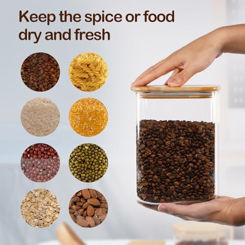 D2scrma 115oz Airtight Glass Square Storage Canister with Bamboo Lid Set of 2(3400ml*2) Large Storage Container Gallon Glass Jars, for Sugar, Flour, and Coffee bean (with Black Lable) - Image 3
