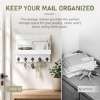 HONJIN Key Holder Wall Mount with Shelf and 5 Sturdy Key Hooks (White) - Image 4