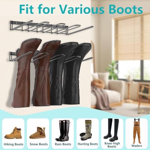 Boot Rack - 8-Pair Wader Hangers Wall Mount Cowboy Boot Hangers - Wall Boots Holder Storage Organizer for Closet, Entryway, Indoor, Garage 4 Pack - Image 3