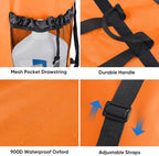 BALEINE 120L Laundry Bag Backpack, 900D Oxford Fabric Large Travel Laundry Bags with Shoulder Straps and 2 Mesh Pockets for College Dorm, Apartment, Laundromat (Orange, 120L) - Image 5