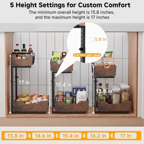 Pull Out Cabinet Organizer 2 Tier Metal Under Sink Organier - Image 4