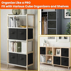 Criusia Storage Cubes, 11 Inch Clothes Storage Bins for Shelves Closet (10 Pack), Fabric Collapsible Storage Bins with Dual Handles, Cubby Storage Baskets for Magazines, Dorm Essentials (Black) - Image 3