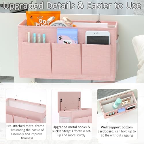Bedside Caddy Storage Organizer for Bed Rails, Bed Caddy with 6 Pockets - Image 3