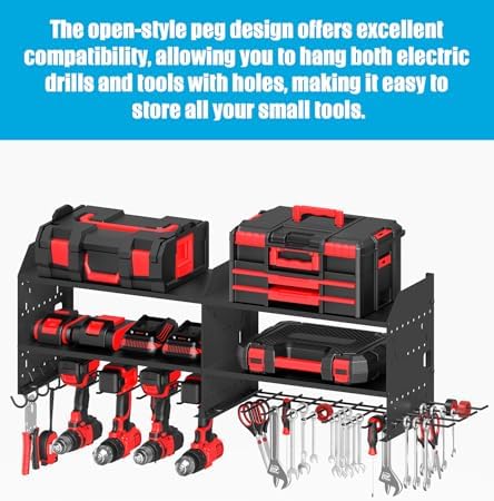 CCCEI Pack of 2 Modular Power Tools Organizer, Drills and Battery Storage Wall Mount, Garage Shop Organization, Anniversary, Birthday, Gifts for Men, Father, Black. - Image 4