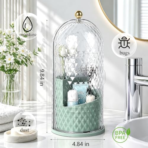 Toothbrush Holder with Cover for Bathroom Countertop, Organizer, Green - Image 2