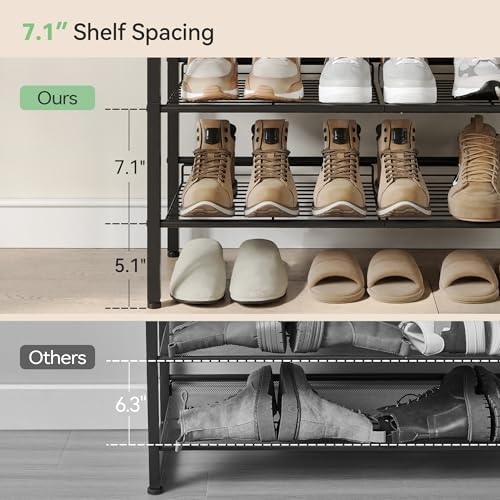 Nunsino Shoe Rack for Closet,5 Tier Shoe Organizer for Entryway,Shoe Shelf with Storage Shelves and Spacious Top,Max Holds 20 of Shoes,Black - Image 6
